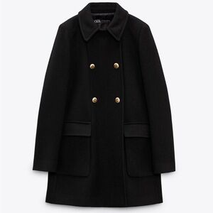 Zara NWOT Gold Button Wool Coat